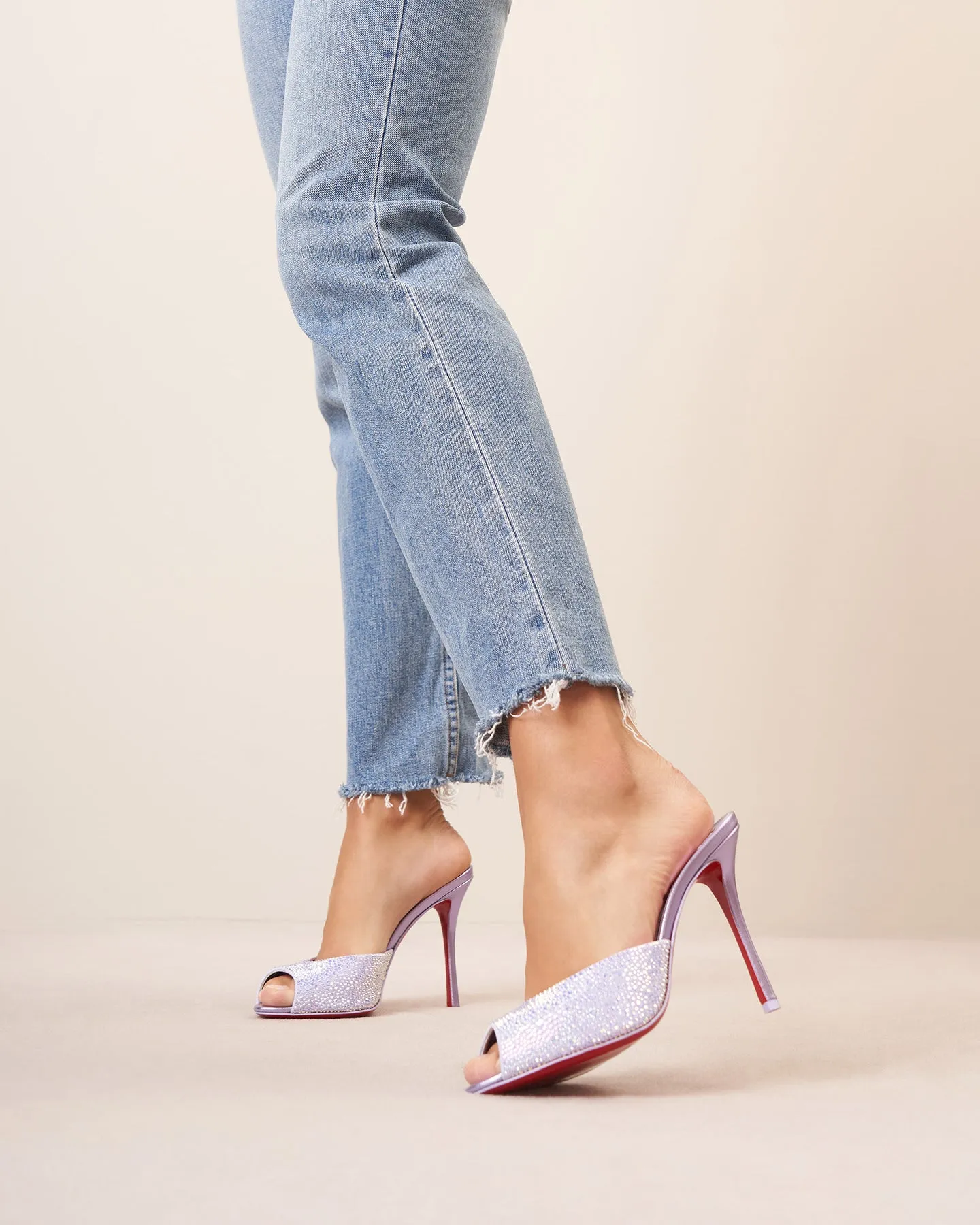 Christian Louboutin Me Dolly 100 strass metallic leather mules