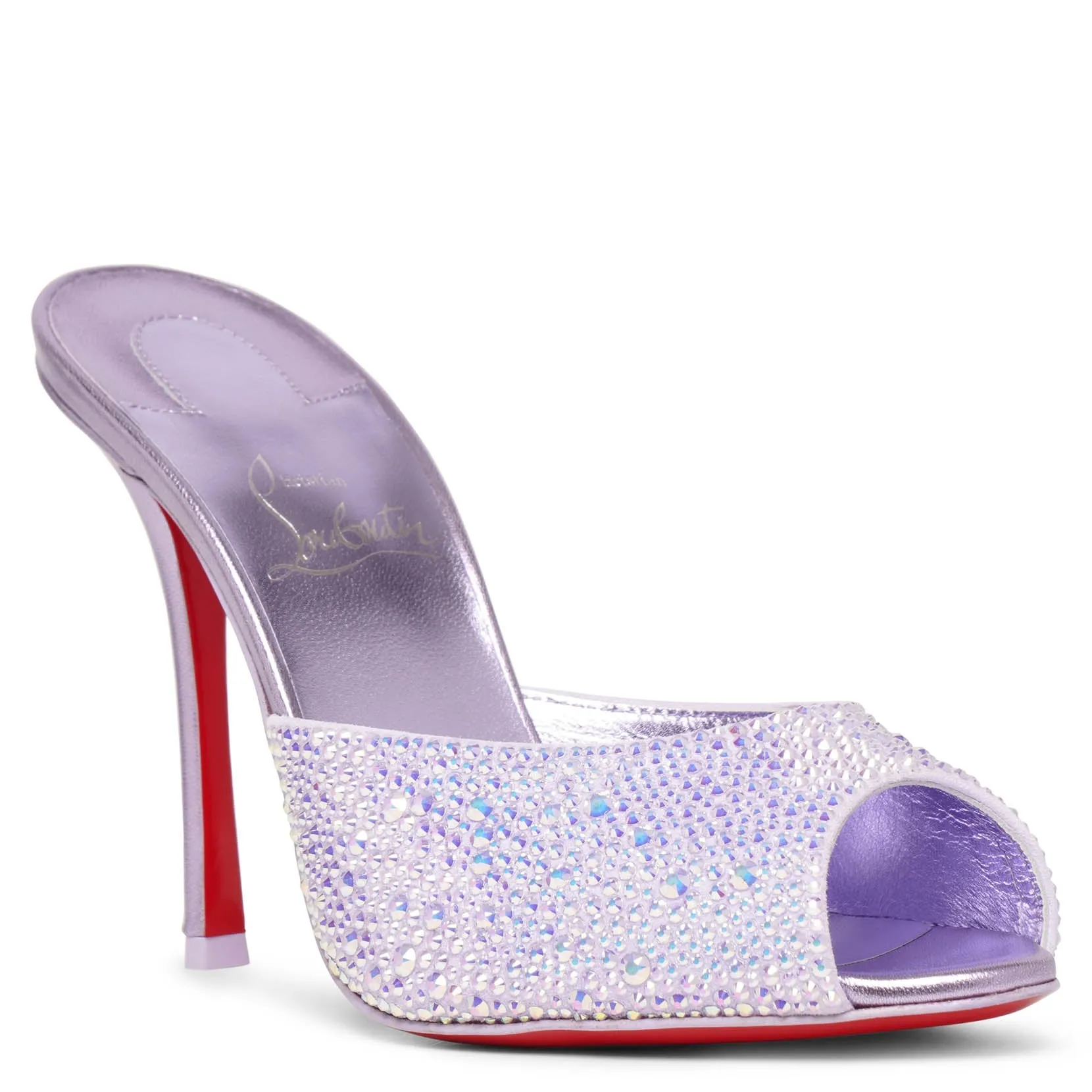 Christian Louboutin Me Dolly 100 strass metallic leather mules