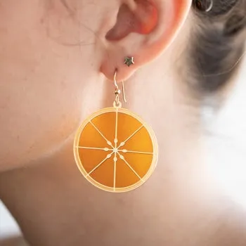 Citrus Slice Hoop Earrings - Orange