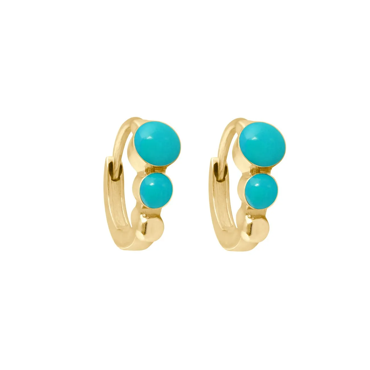 Classic Gigi Turquoise Green hoops, Yellow Gold