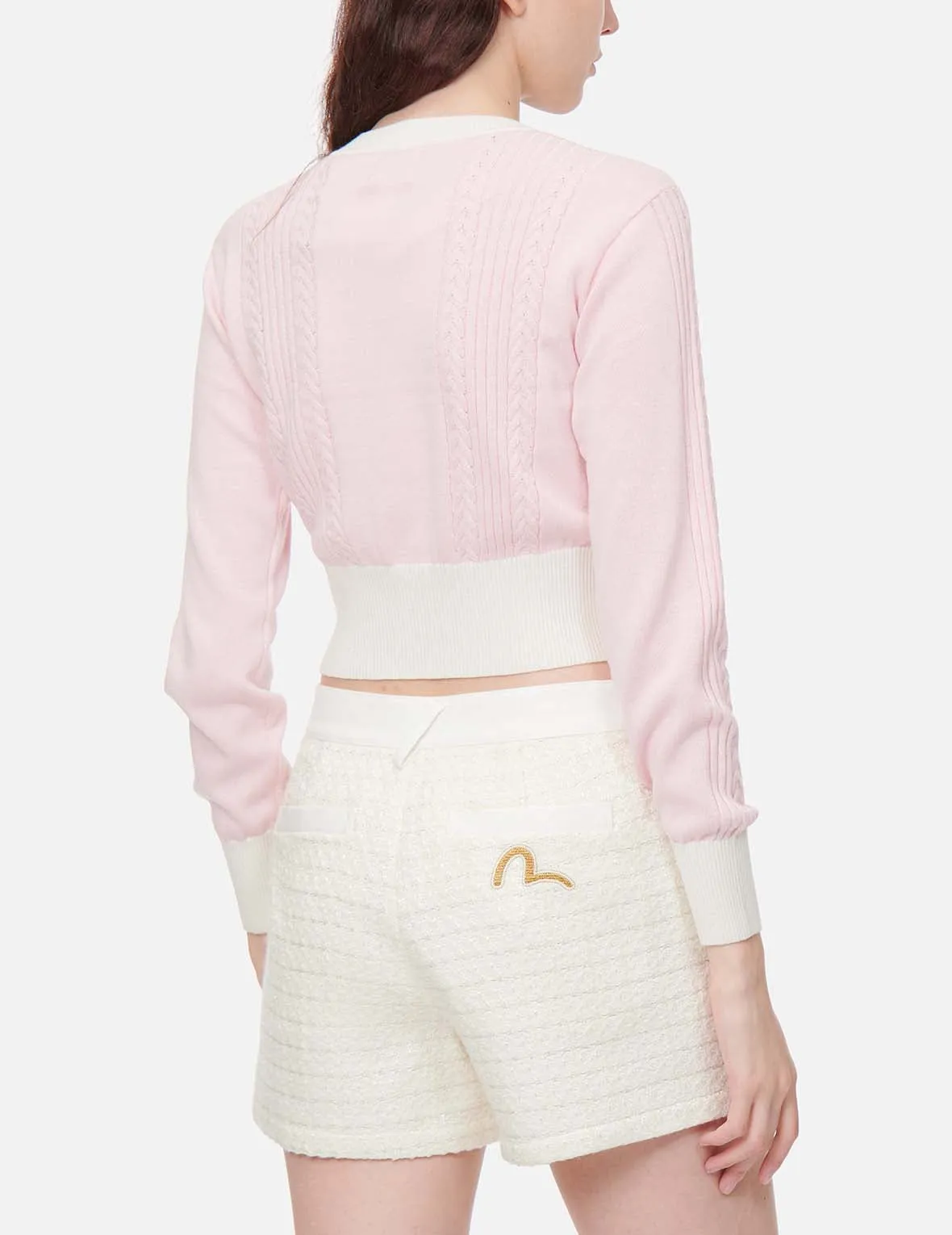 Color-blocking Cable Knitted Cardigan
