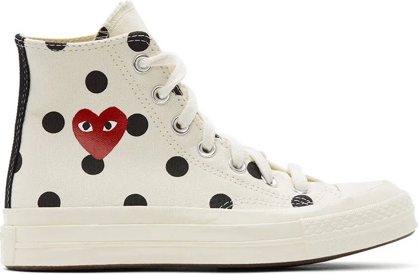 Comme des Garçons Play White Converse Edition Polka Dot Heart Chuck 70 High Sneakers