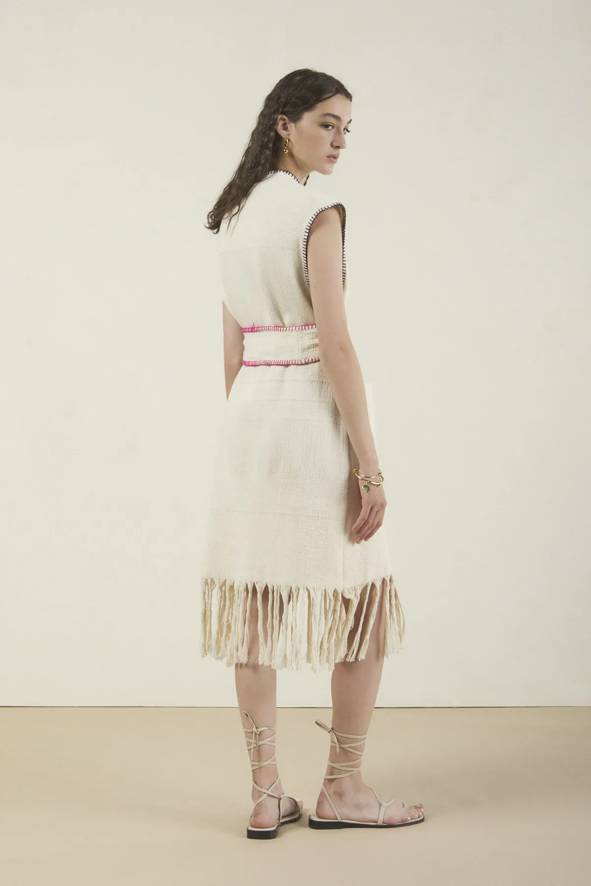 Cotton jacket with sash