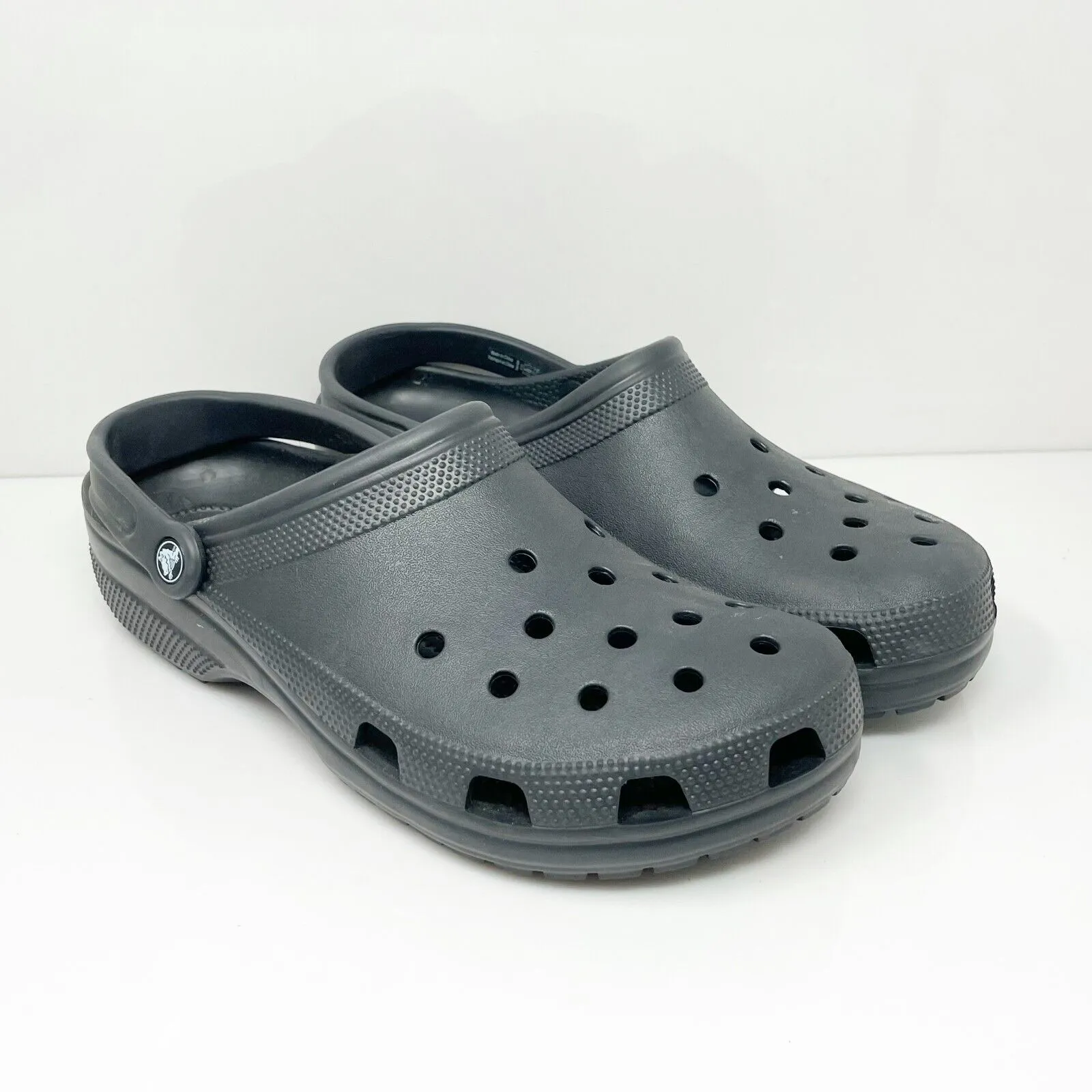 Crocs Mens Classic Black Round Toe Slip On Clog Shoes Size 12