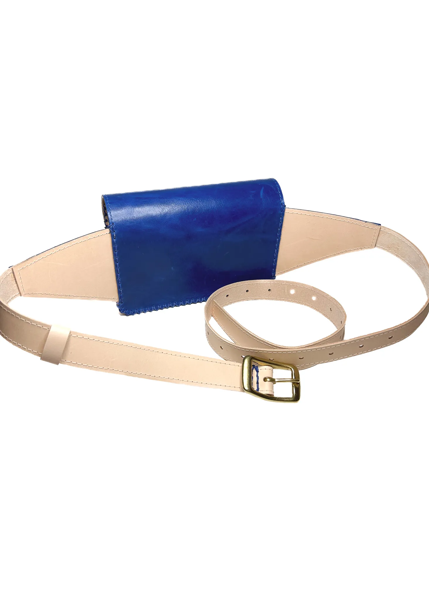 cross your heart bag in cobalt blue