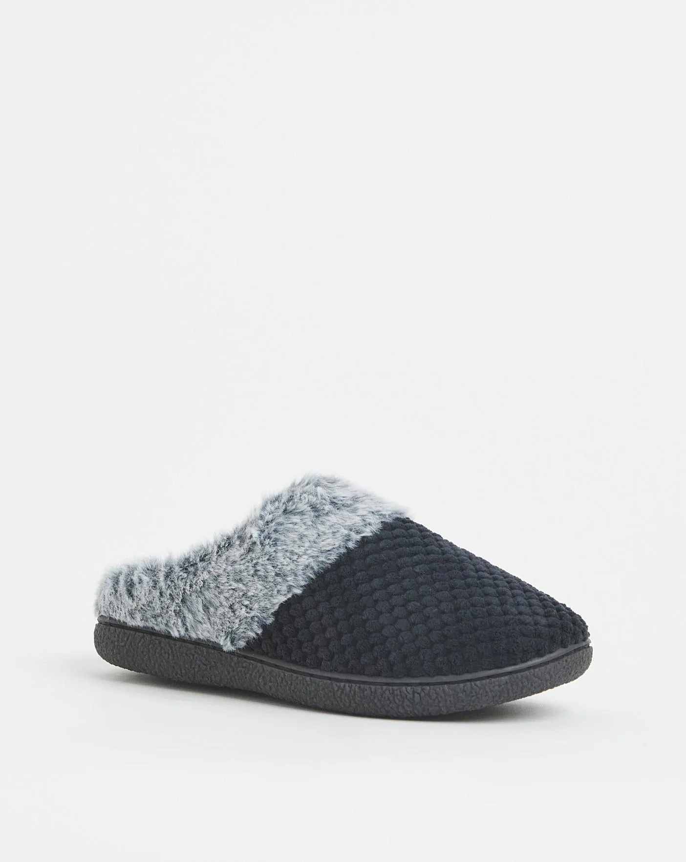 Cushion Walk Cosy Waffle Mule Slipper Extra Wide EEE Fit
