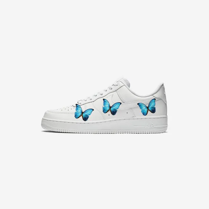 Custom Nike Air Force 1  BLUE BUTTERFLY