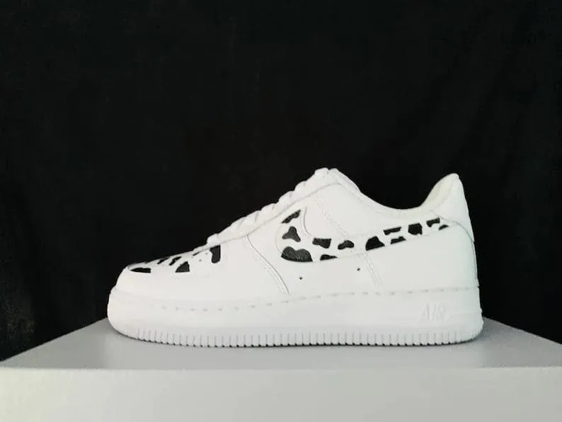 Custom Nike Air Force 1 Cow Print Black