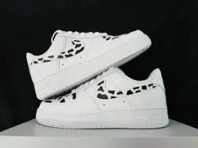 Custom Nike Air Force 1 Cow Print Black