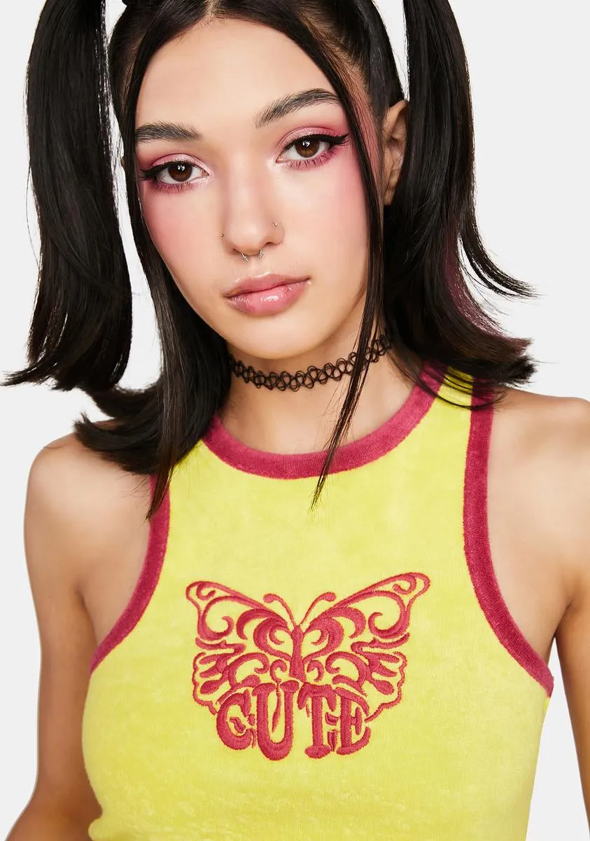 Cute Butterfly Towelling Tank-