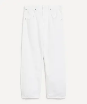 Dahlia Bow Leg Baby Roll Jeans in Iris
