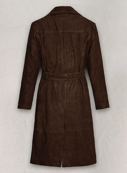 Dark Brown Suede Alpine Leather Long Coat