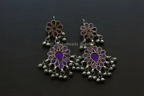 Darpan Real Glass Earrings - Purple