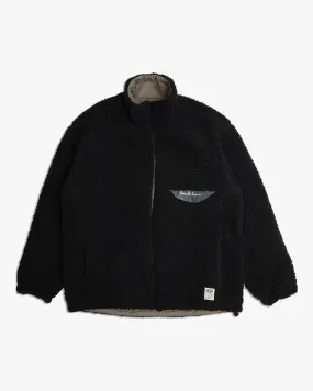 Deus Ex Machina Barrens Reversible Boa Jacket - Black / Dusty Olive