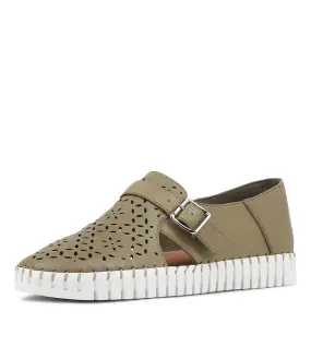 DJANGO & JULIETTE Hachi Khaki Leather Sneakers Ws