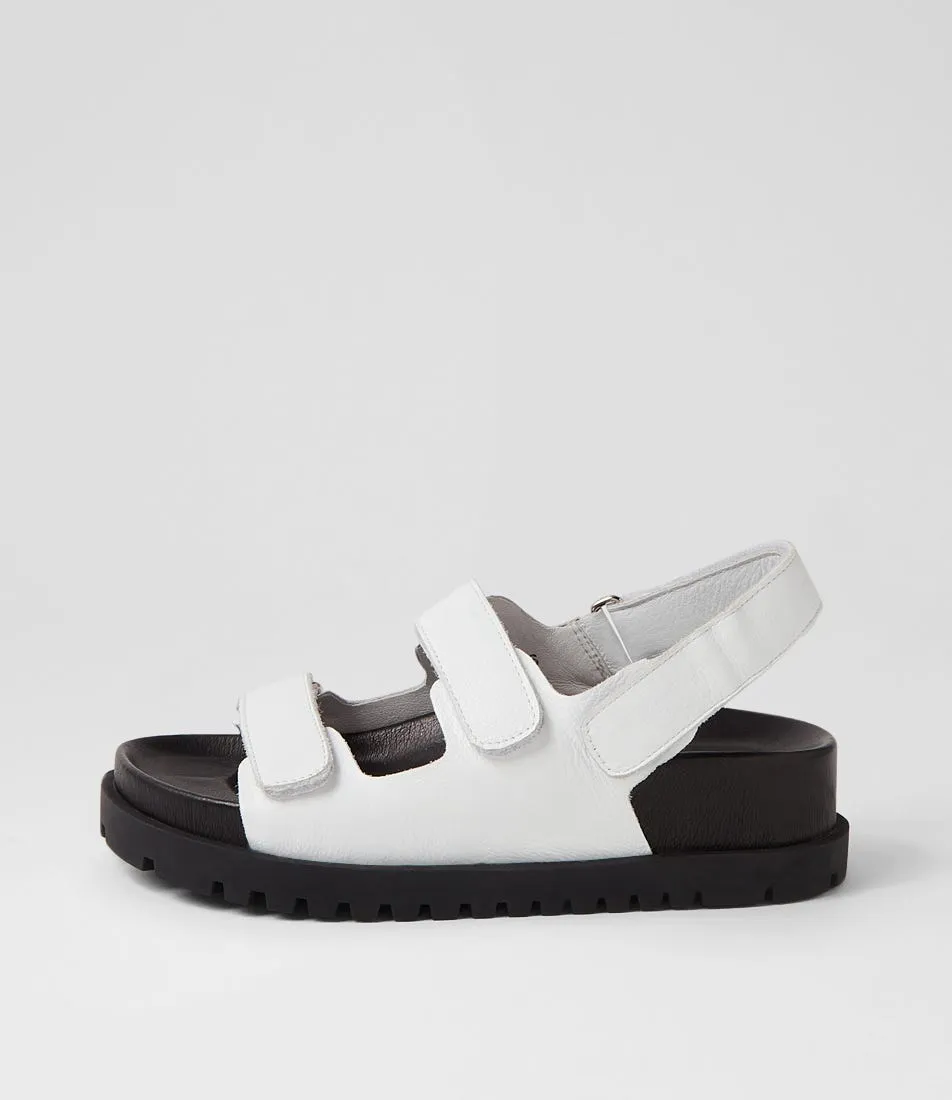 DJANGO & JULIETTE Ubads White Black Leather Sandals