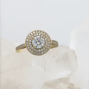 Double Halo - Moissanite - Yellow Gold - Ready to Ship