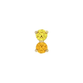 Double Stud - Yellow and Orange Sapphire / 14k Yellow Gold