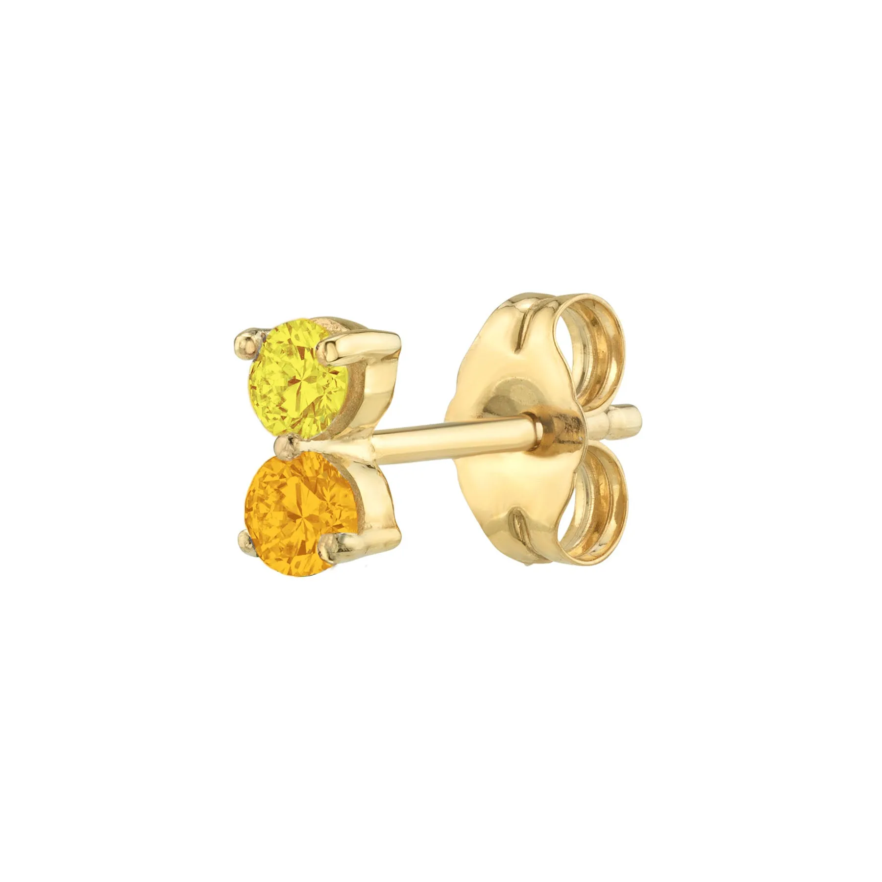 Double Stud - Yellow and Orange Sapphire / 14k Yellow Gold