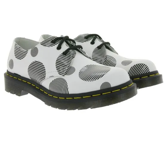 Dr. Martens 1461 Polka Dot Smooth Damen Halbschuhe Glattleder-Schuhe 26877101 Weiß/Schwarz