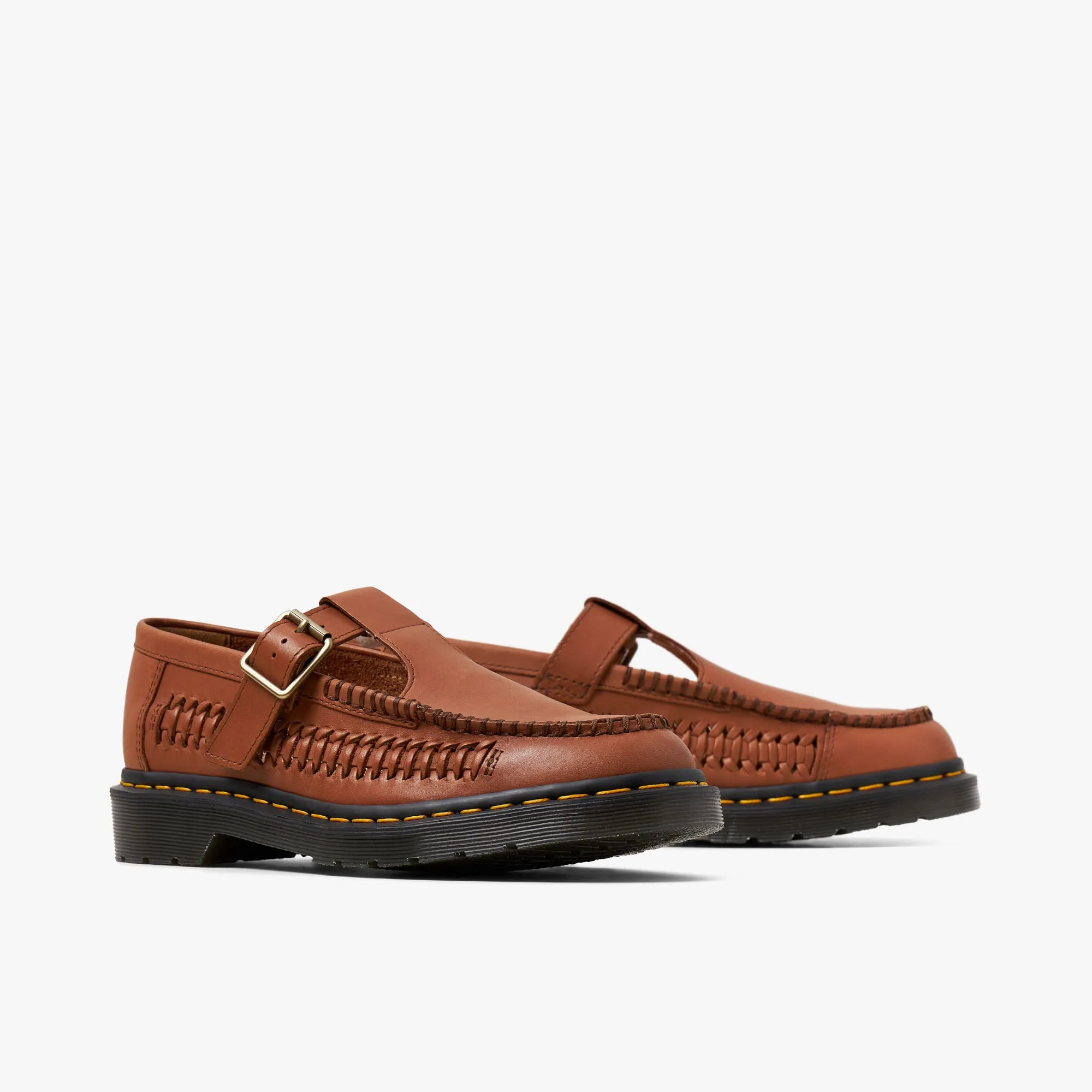 Dr Martens Adrian T-Bar Mary Jane Woven / Saddle Tan