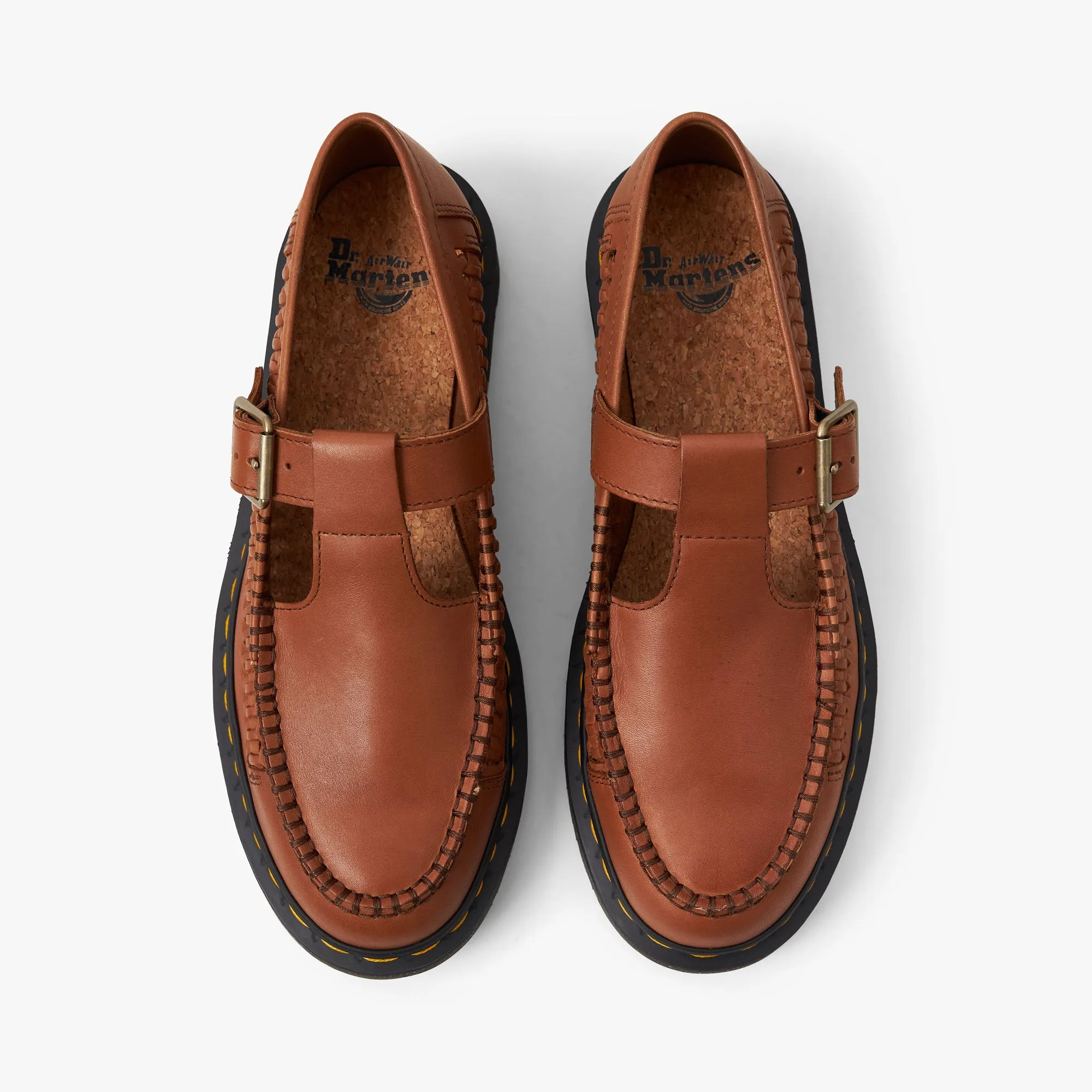 Dr Martens Adrian T-Bar Mary Jane Woven / Saddle Tan