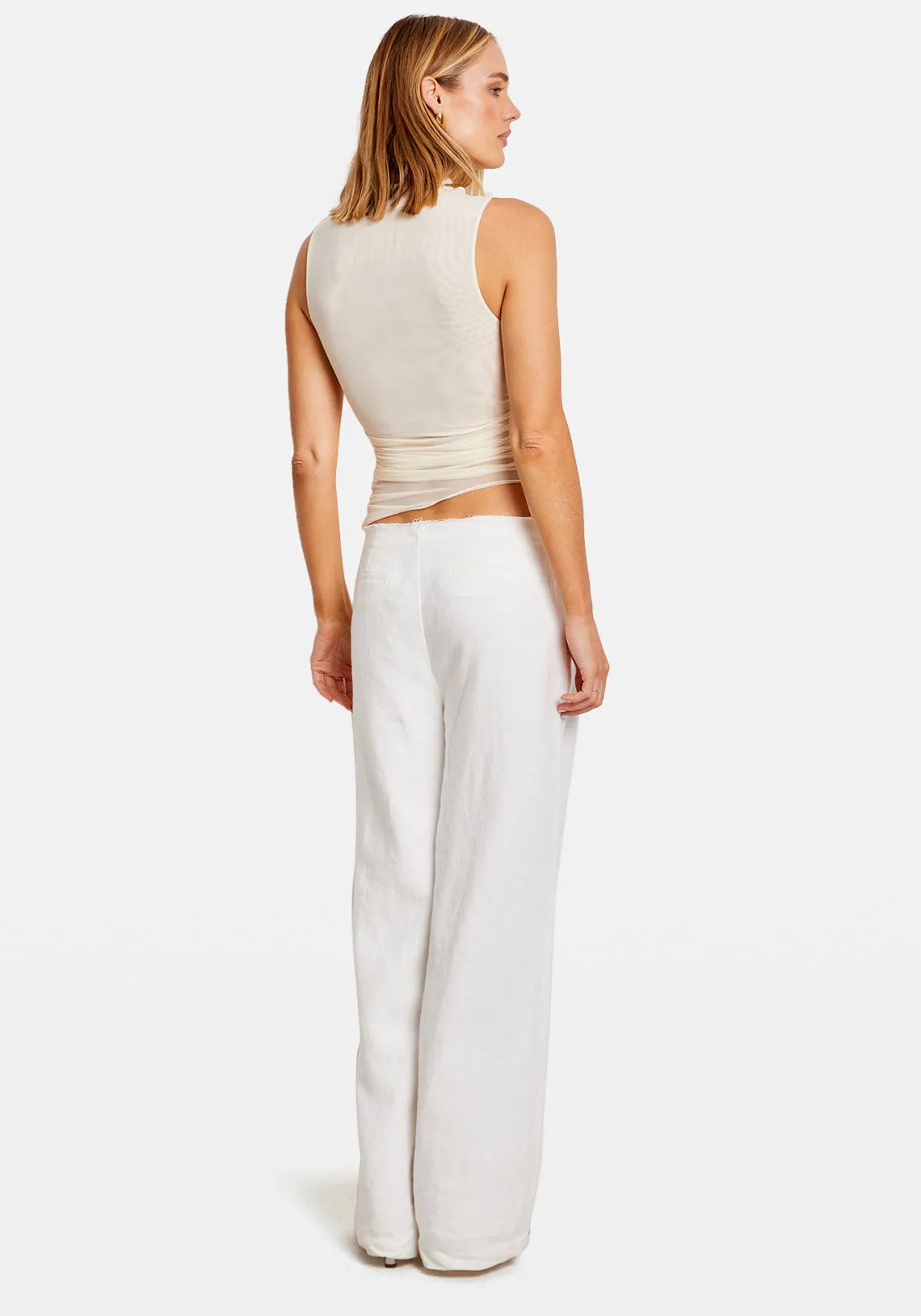 DRAPED MESH TANK IVORY