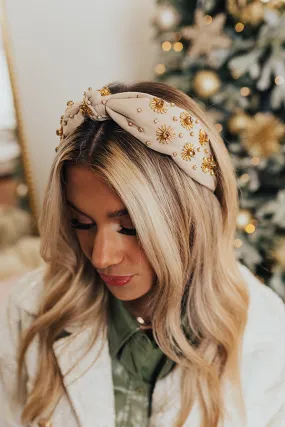 Dreamy And Dazzling Embellished Headband In Stone