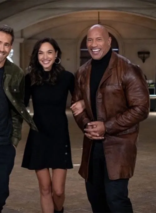 Dwayne Johnson Red Notice Leather Trench Coat