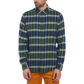 Ecovero Blend Plaid Flannel Shirt In Medieval Blue