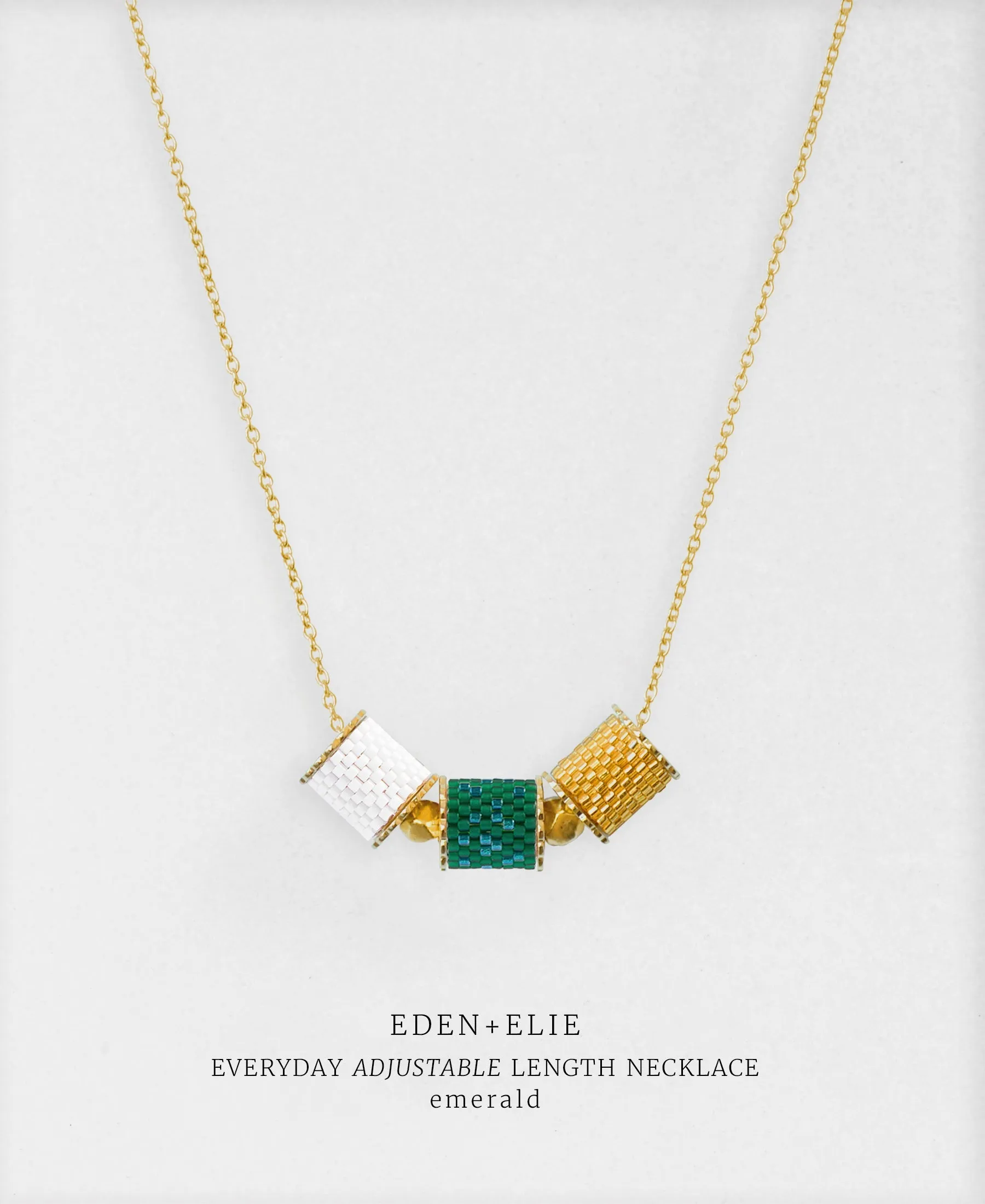 EDEN + ELIE Everyday adjustable length necklace - emerald green