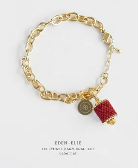 EDEN + ELIE Everyday gold charm bracelet - cabernet red