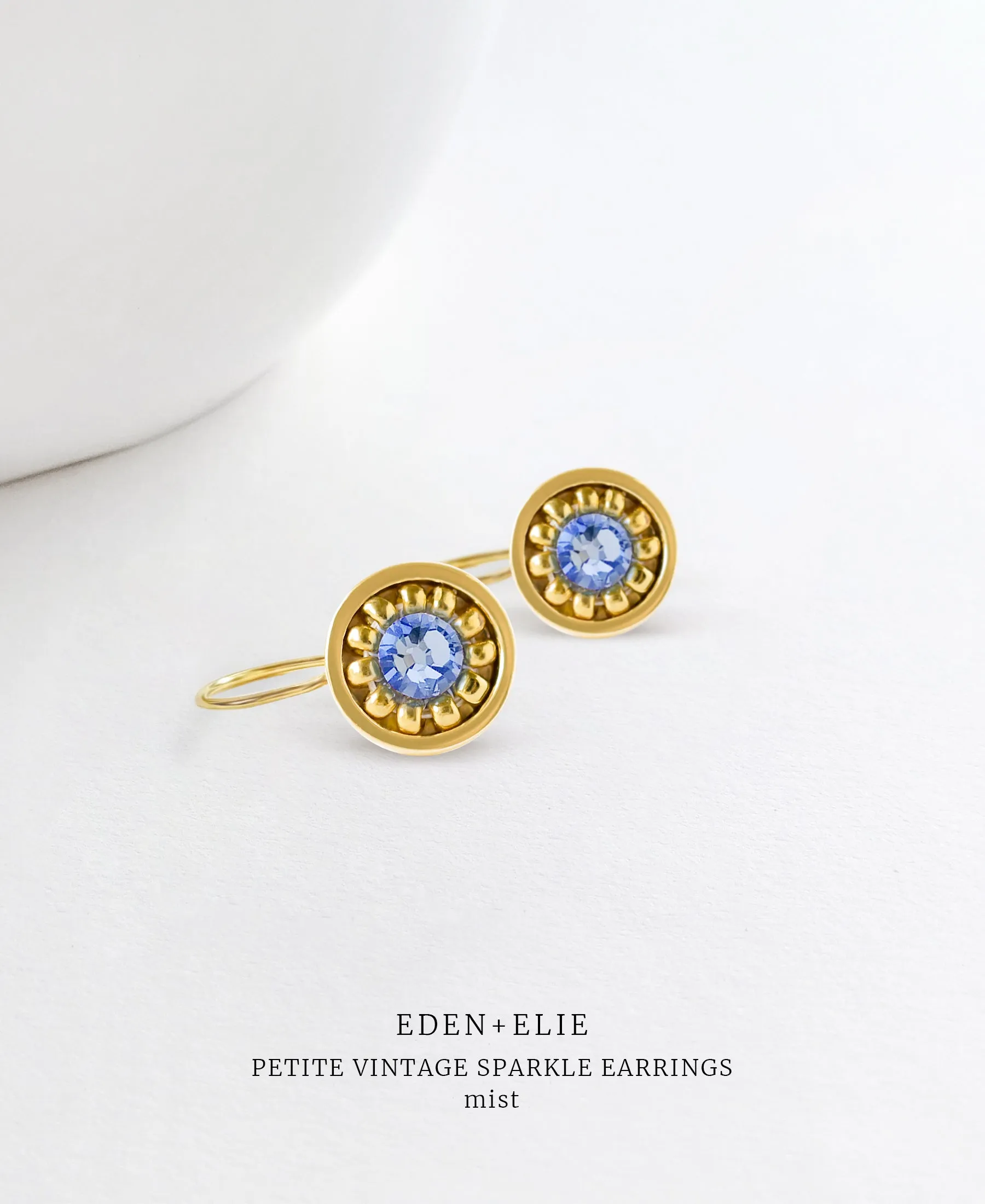 EDEN + ELIE Petite Vintage Sparkle drop earrings - Mist Blue