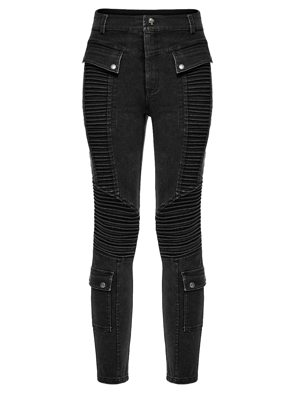 Edgy Punk Black Skinny Drawstring Jeans for Men