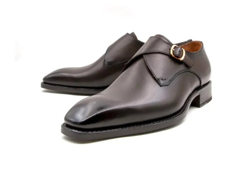 Edward Sr. Burnished Calfskin Monkstrap Shoe Brown