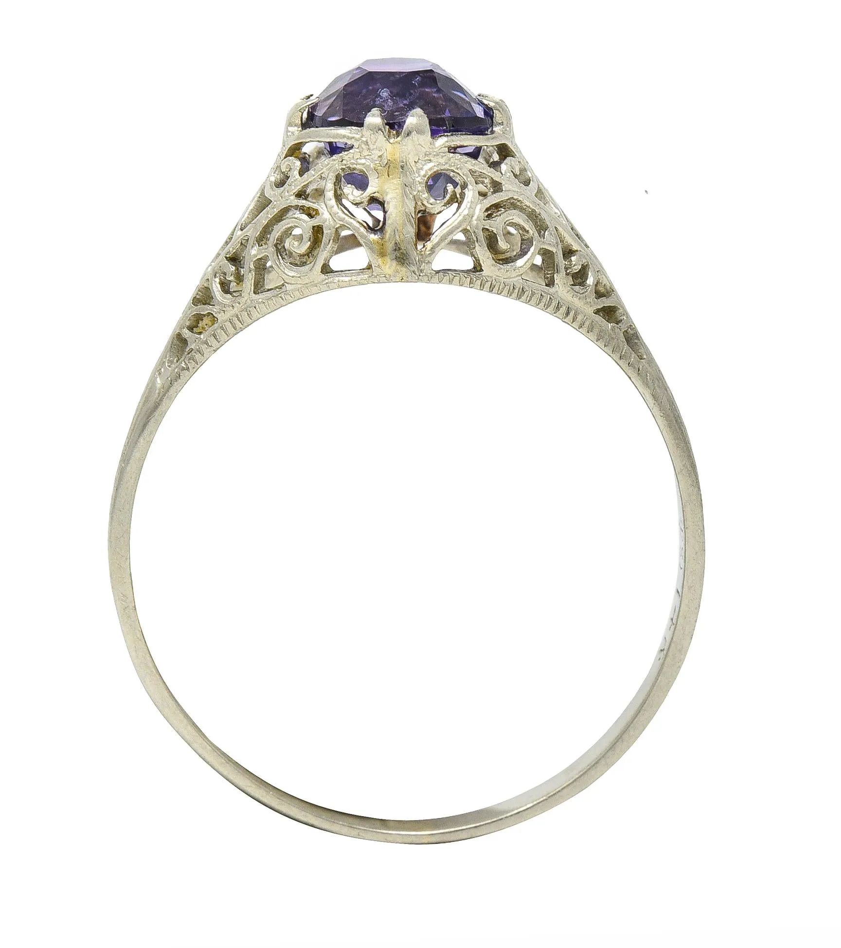 Edwardian 1.48 CTW No Heat Ceylon Purple Sapphire 14 Karat Gold Engagement Ring GIA