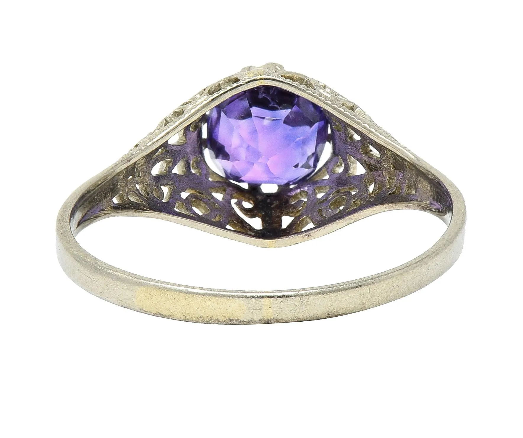 Edwardian 1.48 CTW No Heat Ceylon Purple Sapphire 14 Karat Gold Engagement Ring GIA