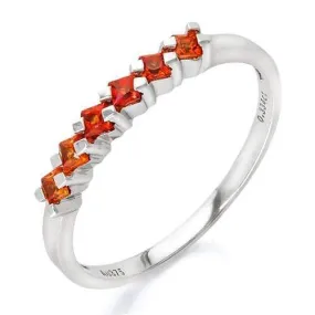 ELITE ! 4/5 CARAT (6 PCS) ORANGE SAPPHIRE (VS) 9KT SOLID GOLD BAND RING