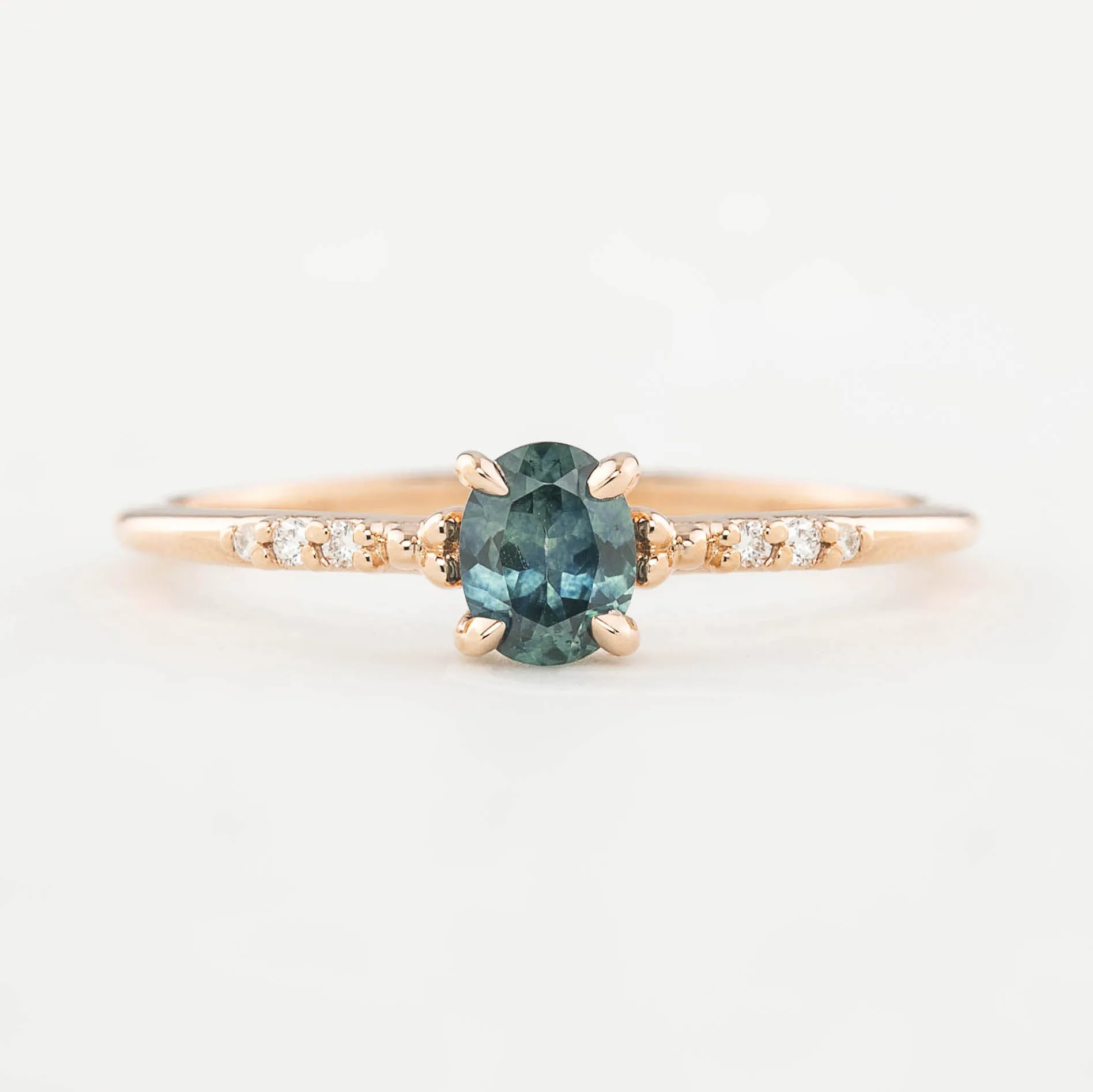 Eloise Ring - 5x4mm 0.45ct Green Montana Sapphire, 14k Rose Gold