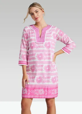 Embroidered Flower Tunic Dress