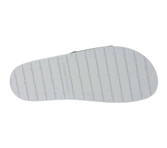 Emporio Armani Sliders Mules pour hommes Chaussures de bain Pantoufles de bain d'été XN747 XVPS07 D850 Blanc/Noir