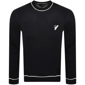 Emporio Armani Tipped Wool Jumper Navy