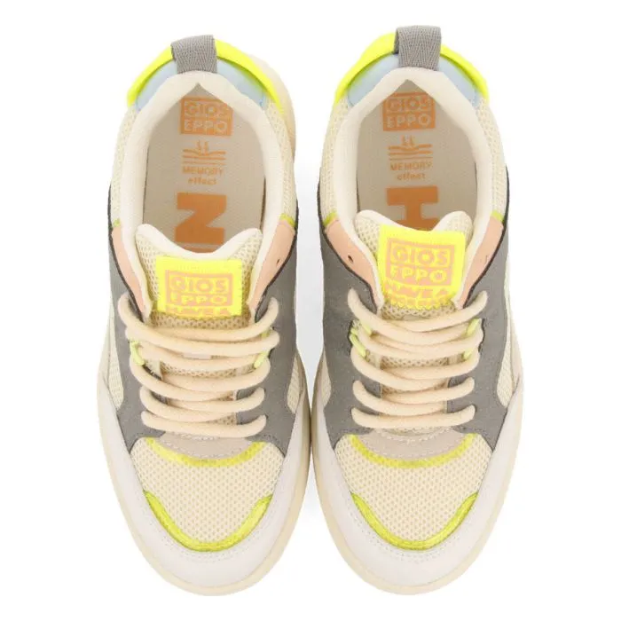 Eritras girls white sneakers with colourful neon yellow touches