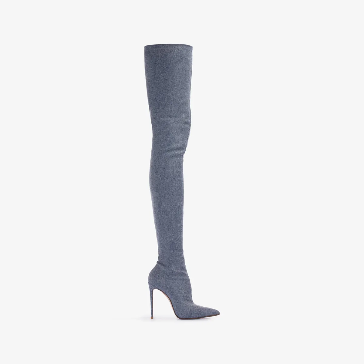EVA THIGH-HIGH BOOT 120 mm Blue stretch denim over-the-knee boot