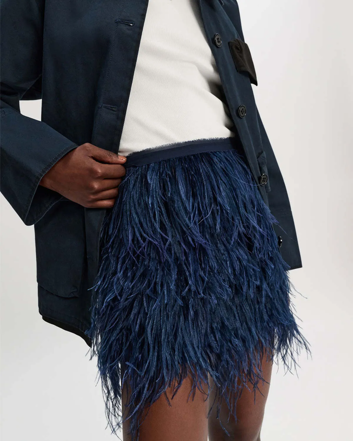 Feathery Volume Skirt - Midnight