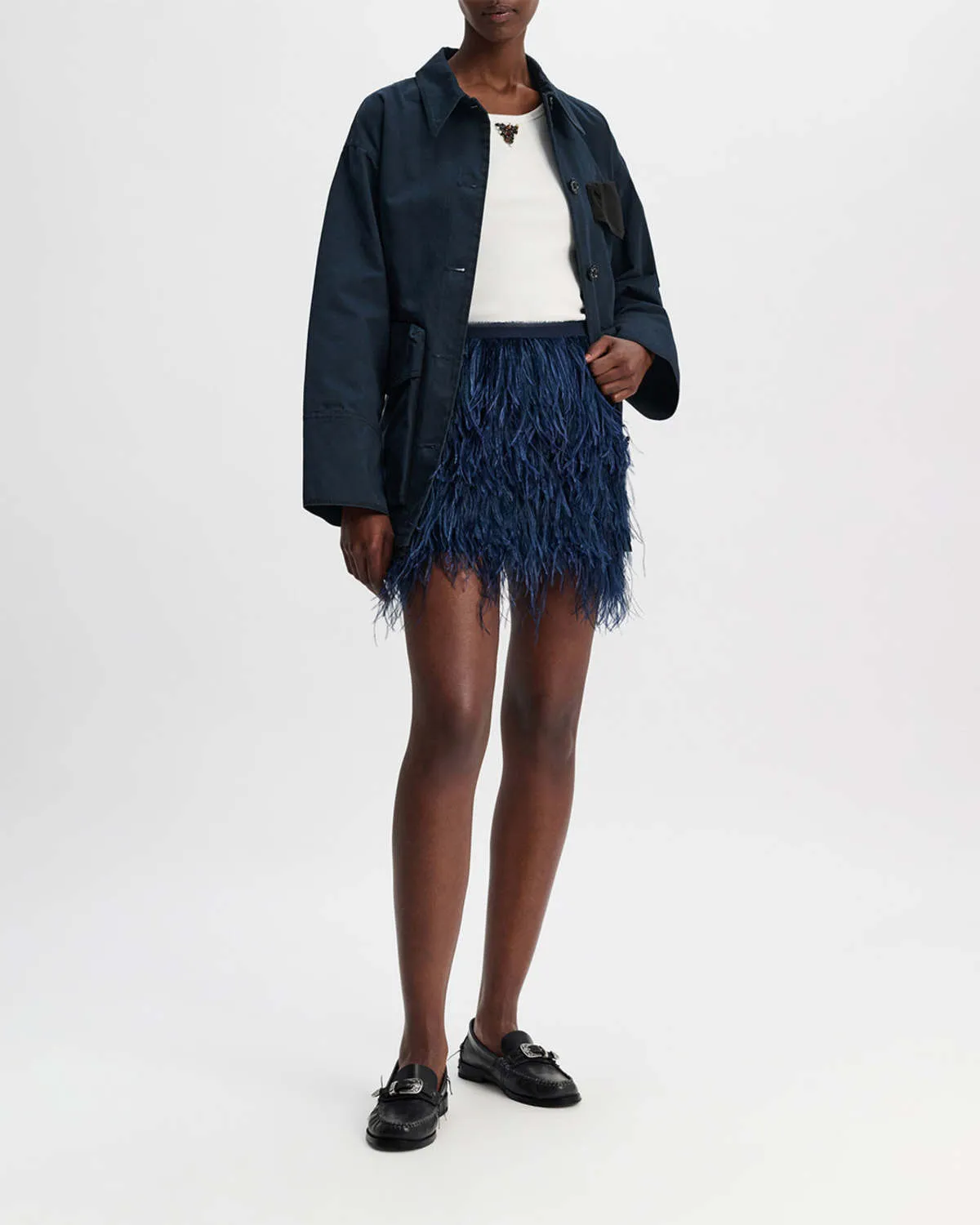 Feathery Volume Skirt - Midnight