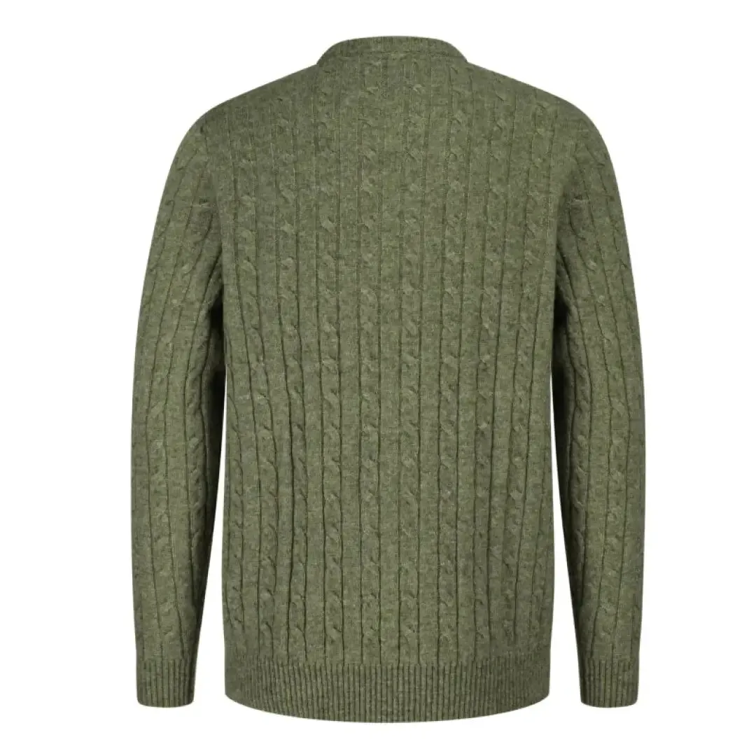Fife Jedburgh Crew Neck Cable Pullover Thyme