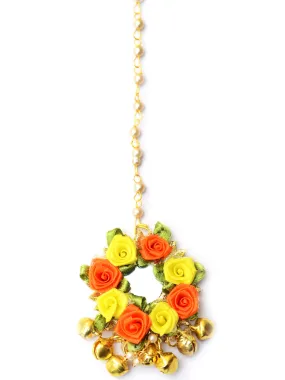 Flower Power Maang Tikka (Orange-Yellow)