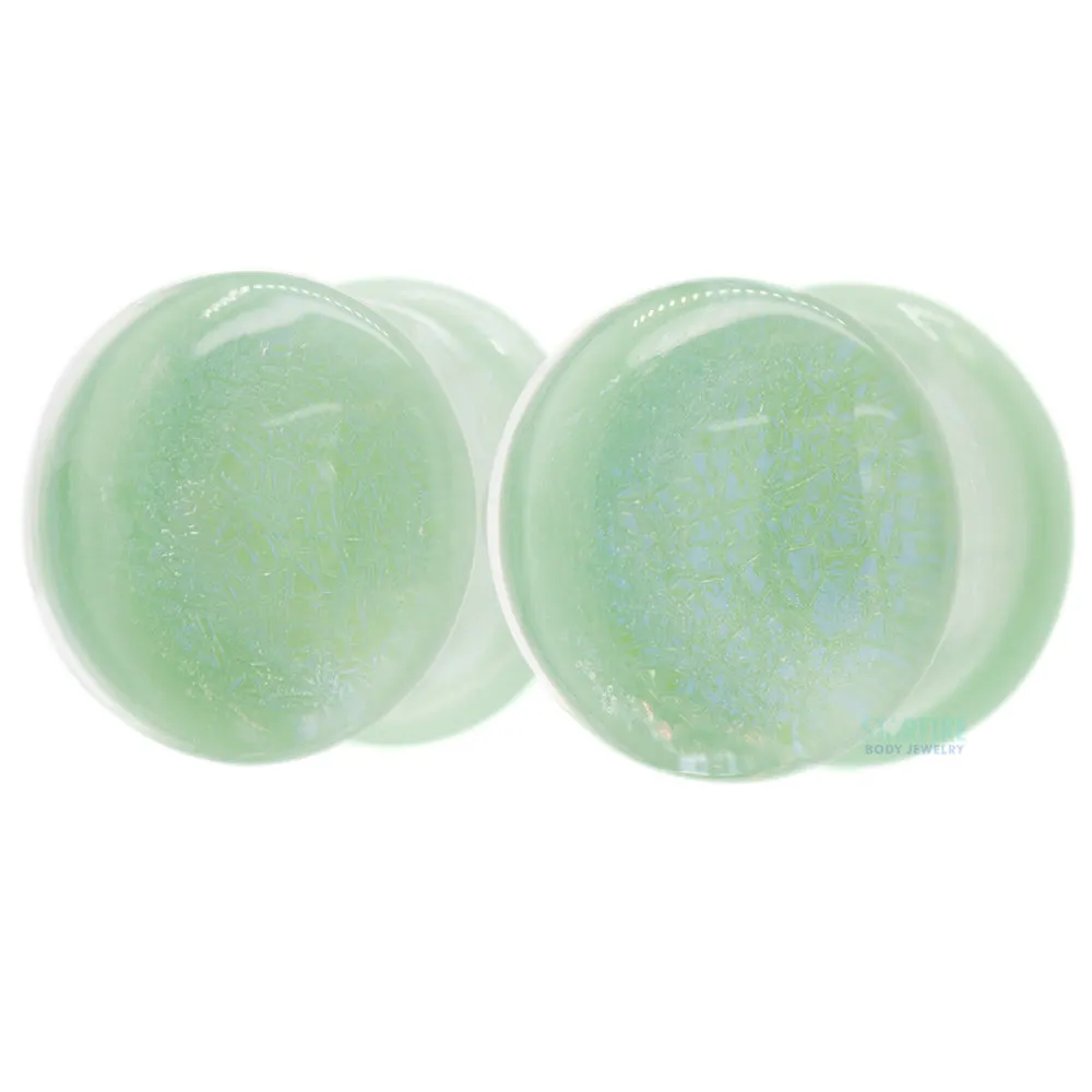 Foil Glass Plugs - Purple on Mint