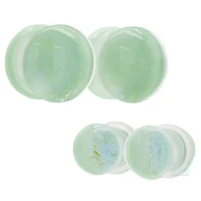 Foil Glass Plugs - Purple on Mint